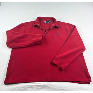 Polo Ralph Lauren Sweater Mens XL Red 1/4 Zip‎ Pullover Cotton Vintage